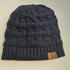 Grace Black Knit Cap with Tan Accent